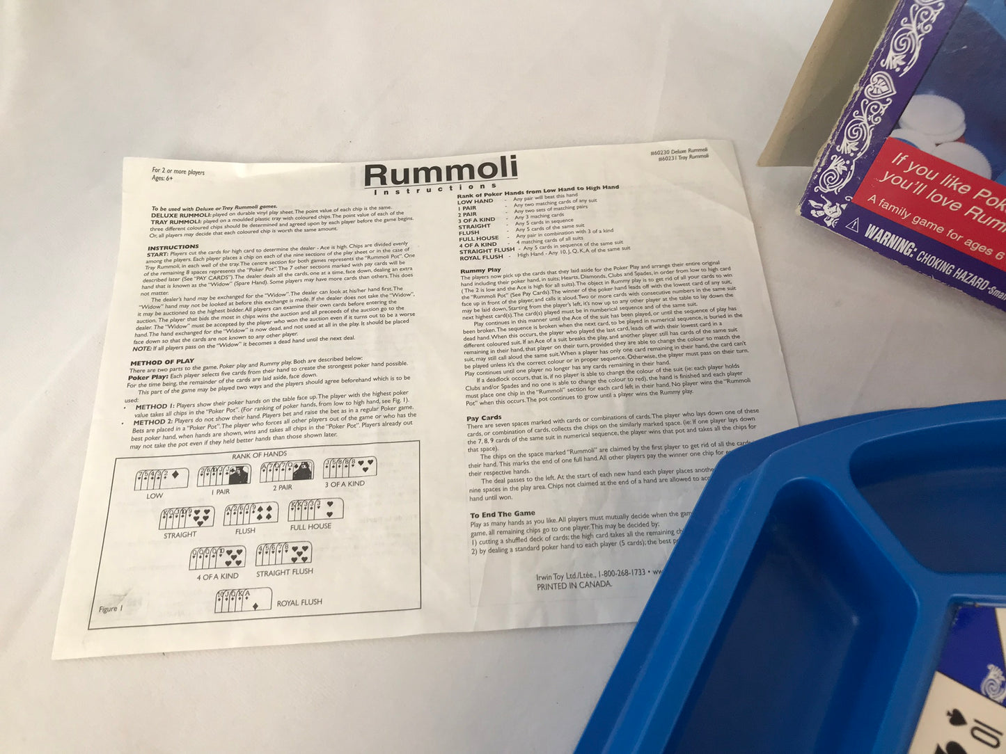Game Rummoli Tray Set Vintage RARE With chips 16 x 12 inch Large Size
