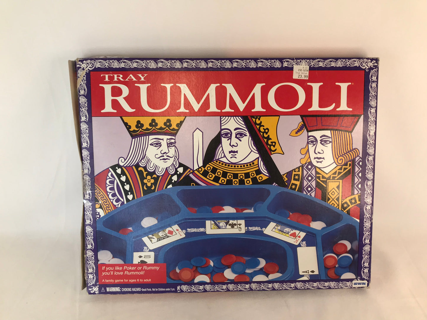 Game Rummoli Tray Set Vintage RARE With chips 16 x 12 inch Large Size