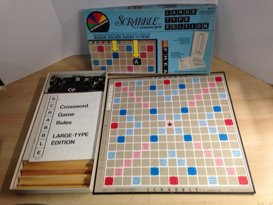 Game Scrabble Large Type Printed Tile Vintage RARE Complete
