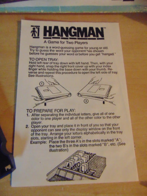 Game Hangman Vintage 1976 Mint Condition Complete RARE