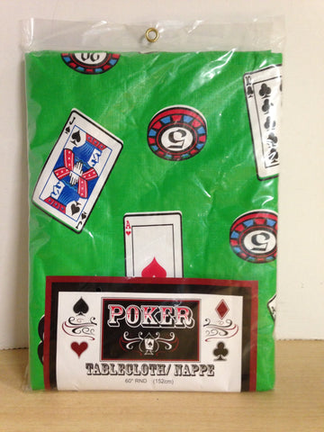 Games Poker Gambling Table Cloth New Sealed In Bag Vinyl Round 60 inch