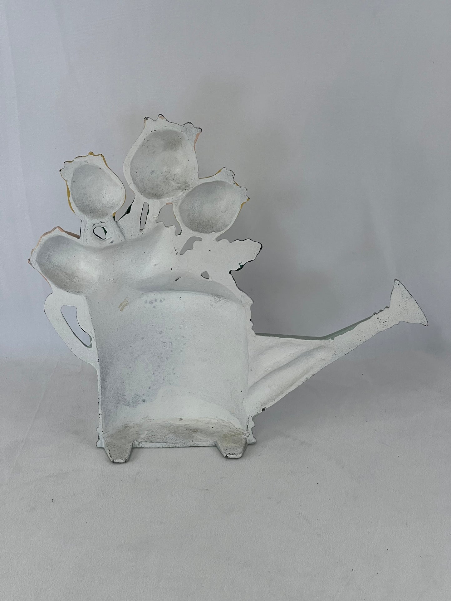 Grandma Attic Antique Cast Iron Door Stopper Floral Watering Can 11 x 11 inch Outstanding Quality RARE