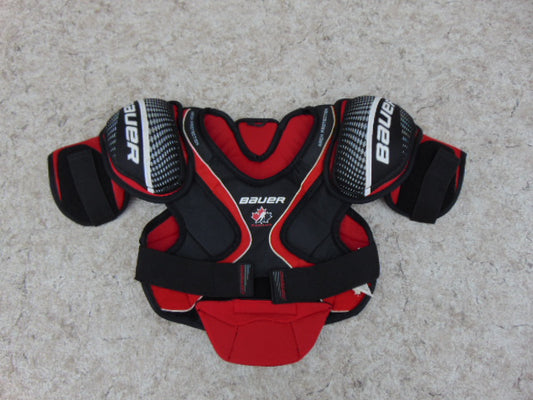 Hockey Shoulder Chest Pad Child Size Y X Large Bauer Canada Black Red