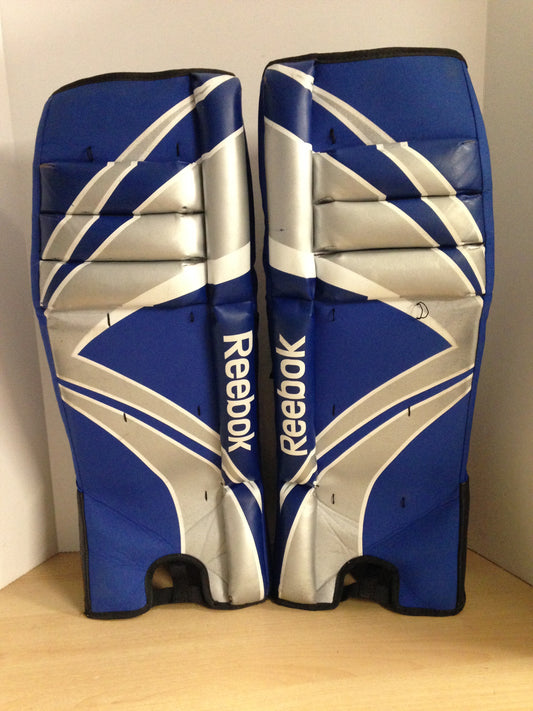 Hockey Goalie Street Ball Shin Pads Junior Size 27 inch Age 8-12 Reebok Blue Grey Excellent