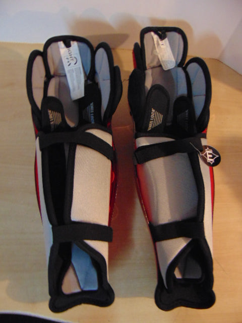 Hockey Shin Pads Men's Size 16 inch Easton Tib Flex Stealth Knee Lock Red Retail 95.00 New With Tag