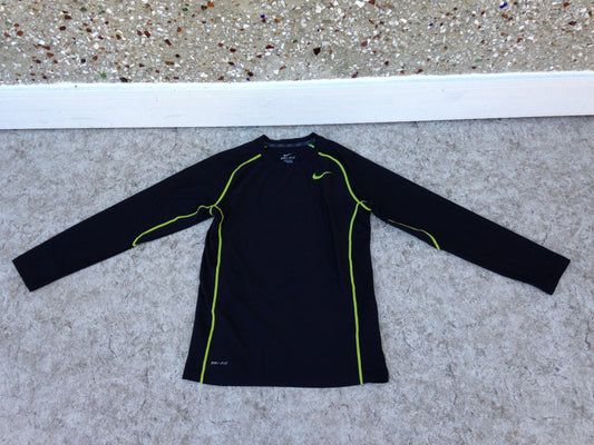 Hockey Base Layer Long Johns Shirt Child Size Junior Large 10  Nike Dry Fit Pro Black Lime Excellent