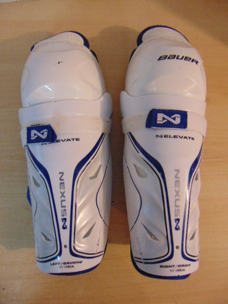 Hockey Shin Pads Child Size 11 inch Bauer Nexus Elivate Blue White Fantstic Quality