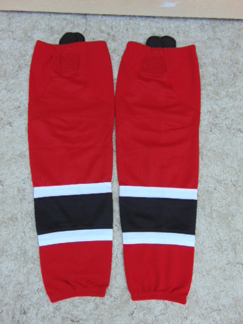 Hockey Socks Child Size 24 inch Intermediate NEW In Package RED Black White Two velcro fasteners interlock inserts