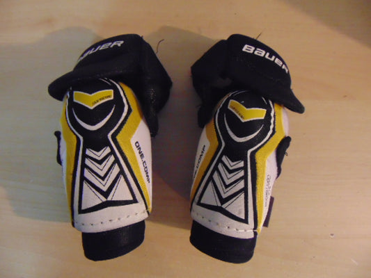 Hockey Elbow Pads Child Size Junior Medium Bauer One Comp White Yellow Black