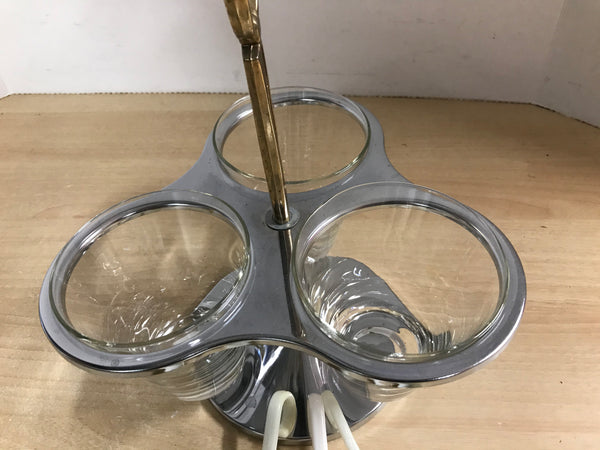Home and Cottage Vintage 1960's Glass Chrome Brass Large Size Party Condiment Server Outstanding Quality