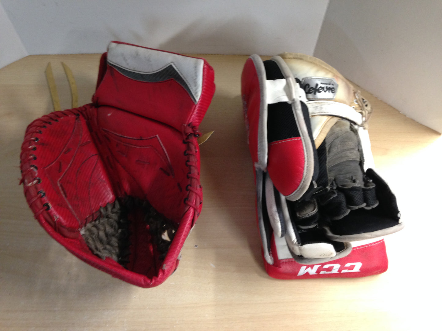 Hockey Goalie Catch Glove Hunter Miska Professional Custom 45 inch and Blocker CCM Lefvere Premier Professional Ice Hockey Leather