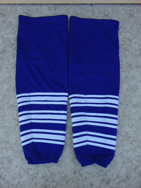 Hockey Socks Men's Size 30 inch Large Blue White NEW Two velco fasteners interlock inserts