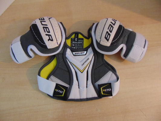 Hockey Shoulder Chest Pad Child Size Y Medium 4-6 Bauer Supreme White Grey Yellow As New