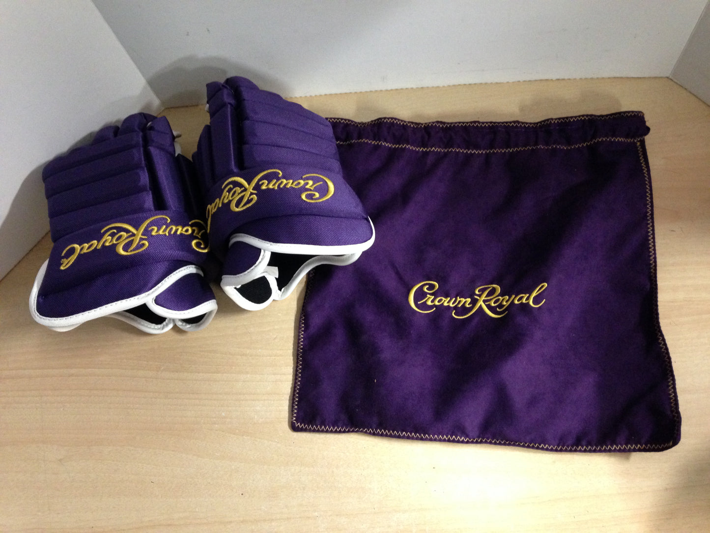 Hockey Gloves Men's Size 14" Crown Royal RARE To Find Collectors Set With Bag Only A Few Made These Are NEW