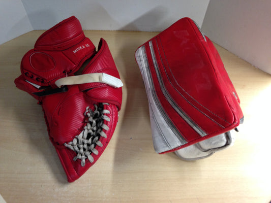 Hockey Goalie Catch Glove Hunter Miska Professional Custom 45 inch and Blocker CCM Lefvere Premier Professional Ice Hockey Leather