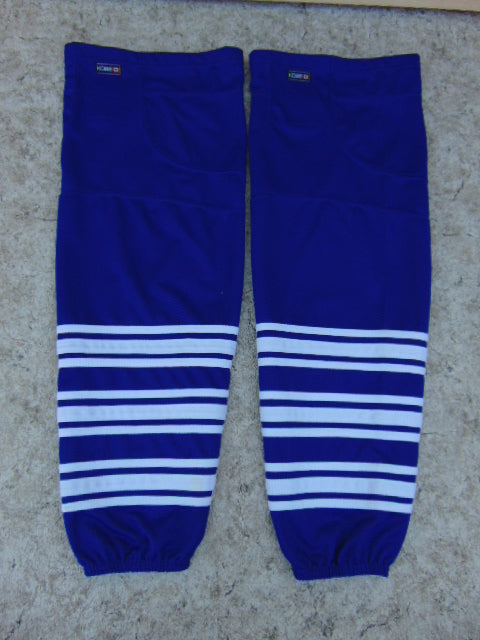 Hockey Socks Men's Size 30 inch Large Blue White NEW Two velco fasteners interlock inserts