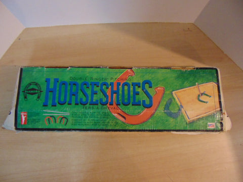 Horseshoe Diamond Double Ringer Pitching Official Outdoor Set Complete As New Adult Cast Iron