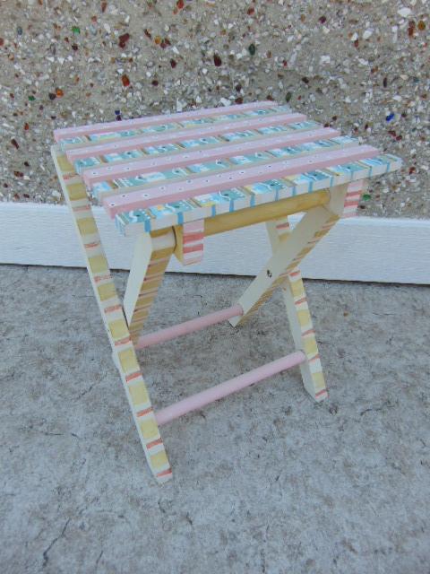 Hand Painted Child Vintage Wood Folding Camping Stool Age 2-5 Amazing