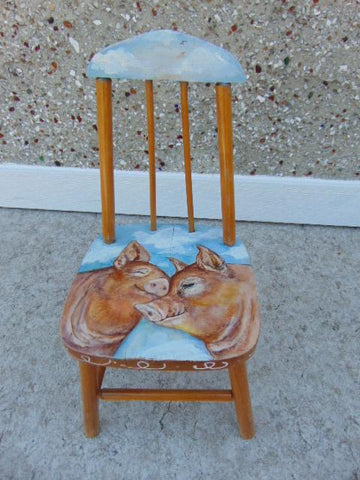 Hand Painted Piggies Hugs and Kisses Child Vintage Solid Wood Chair Age 2-5 Amazing