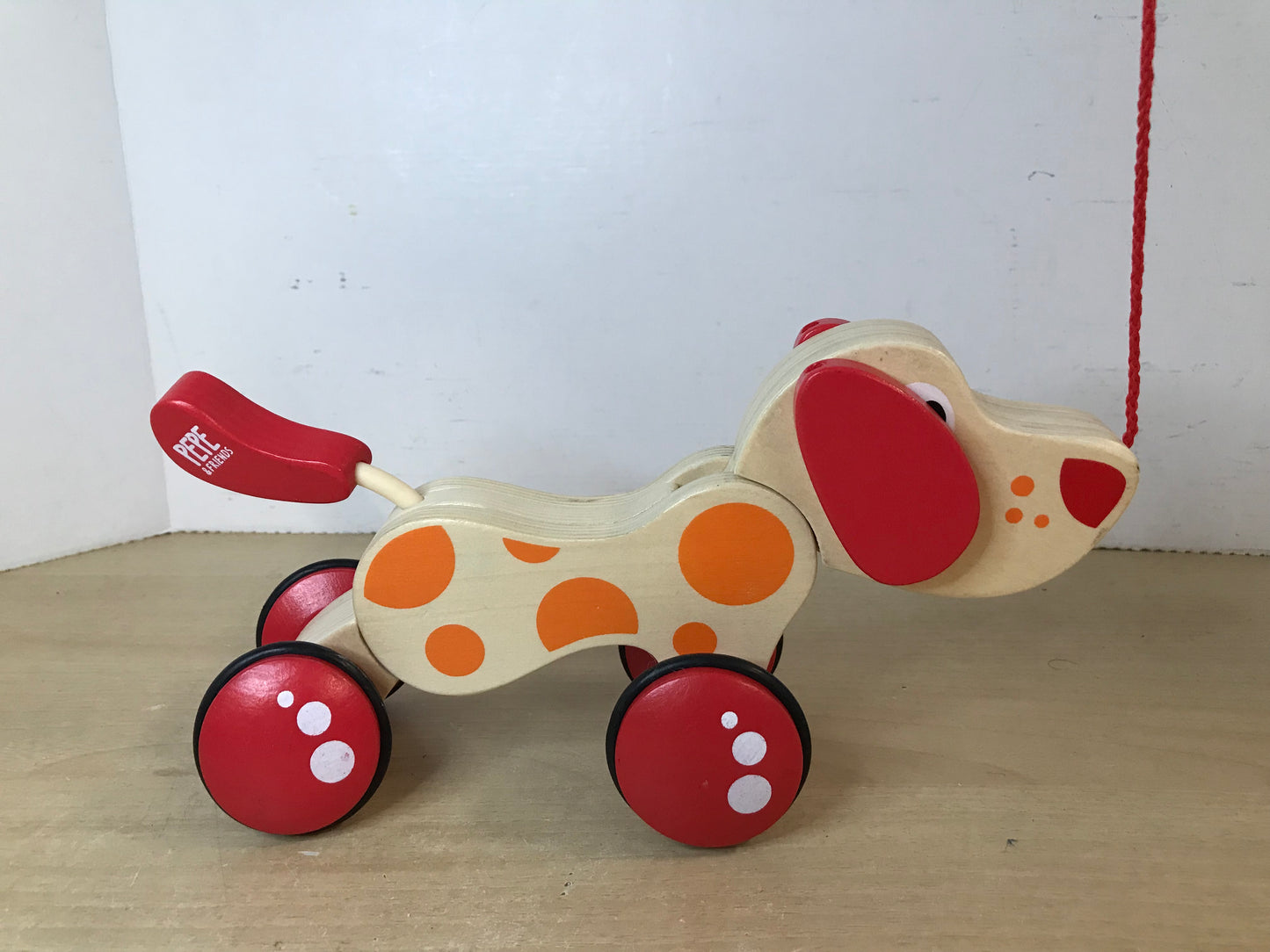 Hape Walk-A-Long Puppy Wooden Pull Toy As New