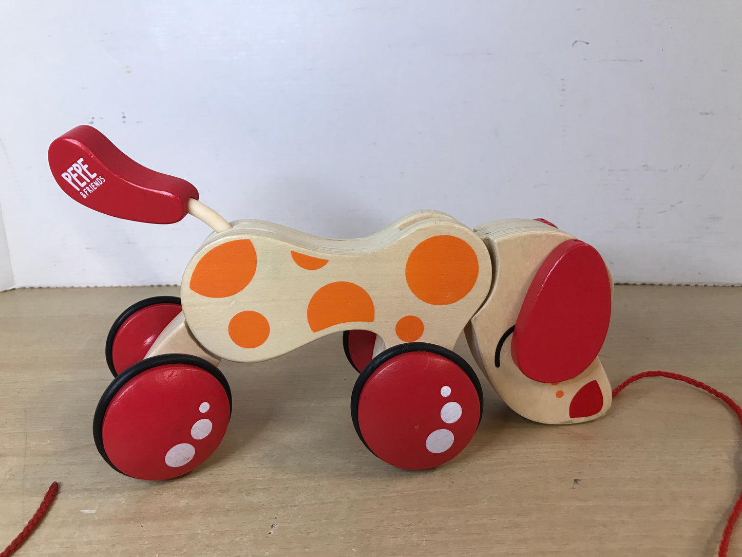 Hape Walk-A-Long Puppy Wooden Pull Toy As New