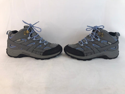 Hiking Boots Child Size 3 Merrell Moab 2 Waterproof Rubber Sole Blue Grey Excellent