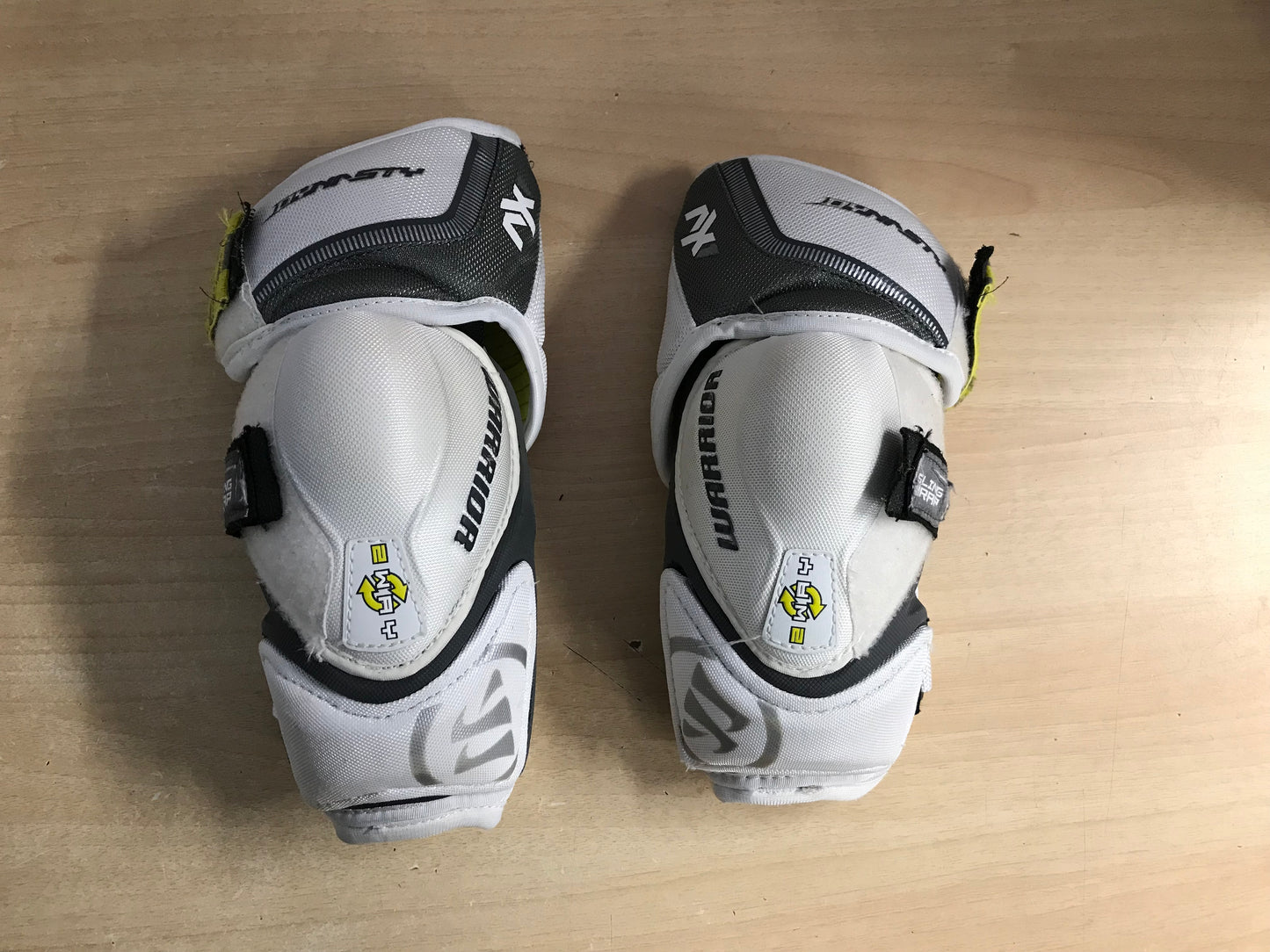Hockey Elbow Pads Child Size Junior Large - X Large Warrior Dynesty White Yellow Grey