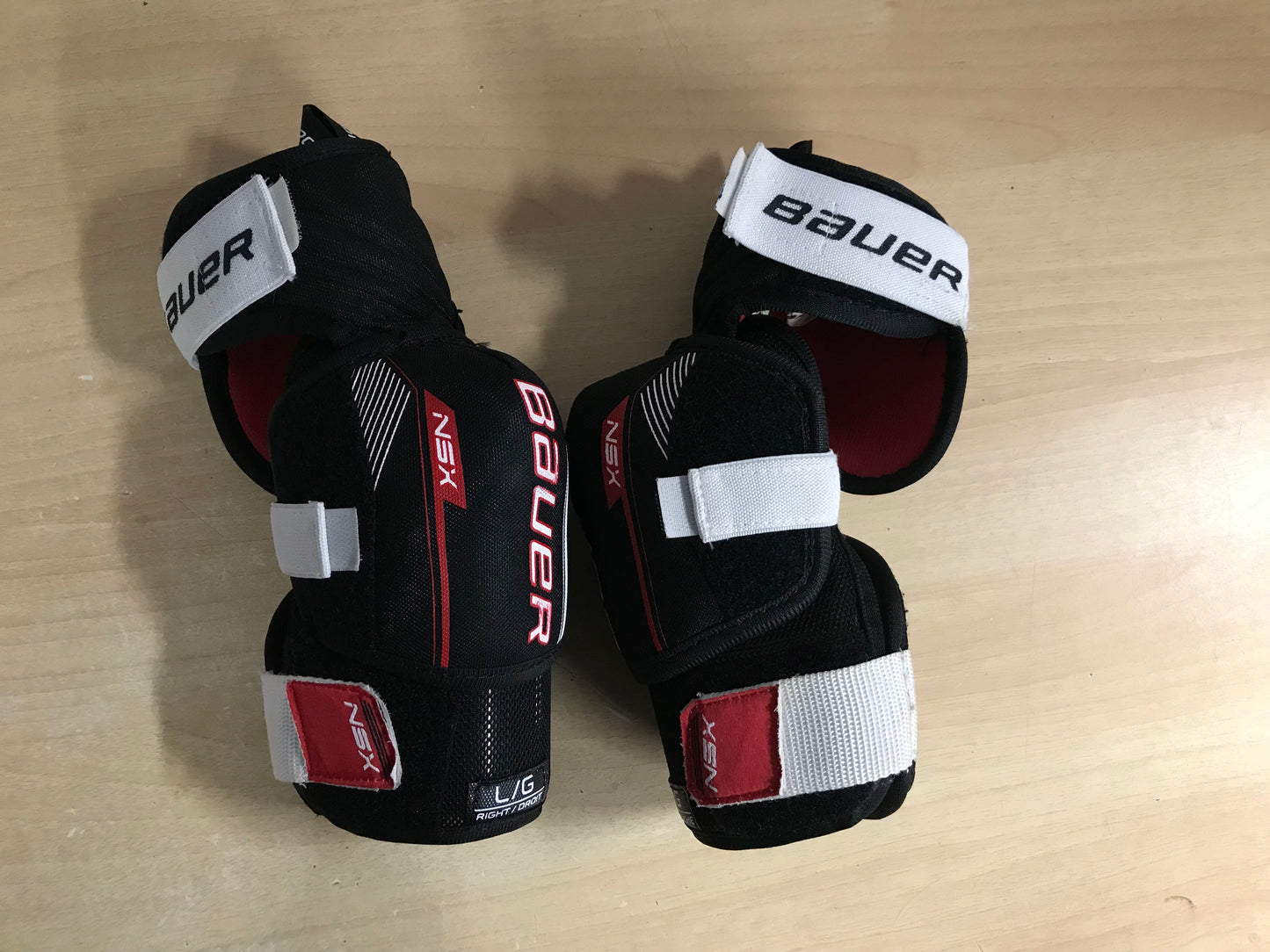 Hockey Elbow Pads Child Size Junior Large  Bauer NSX  Black Red As New