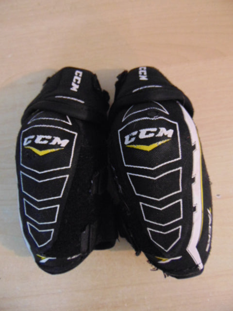Hockey Elbow Pads Child Size Junior Large CCM Tacks Black White Yellow Excellent