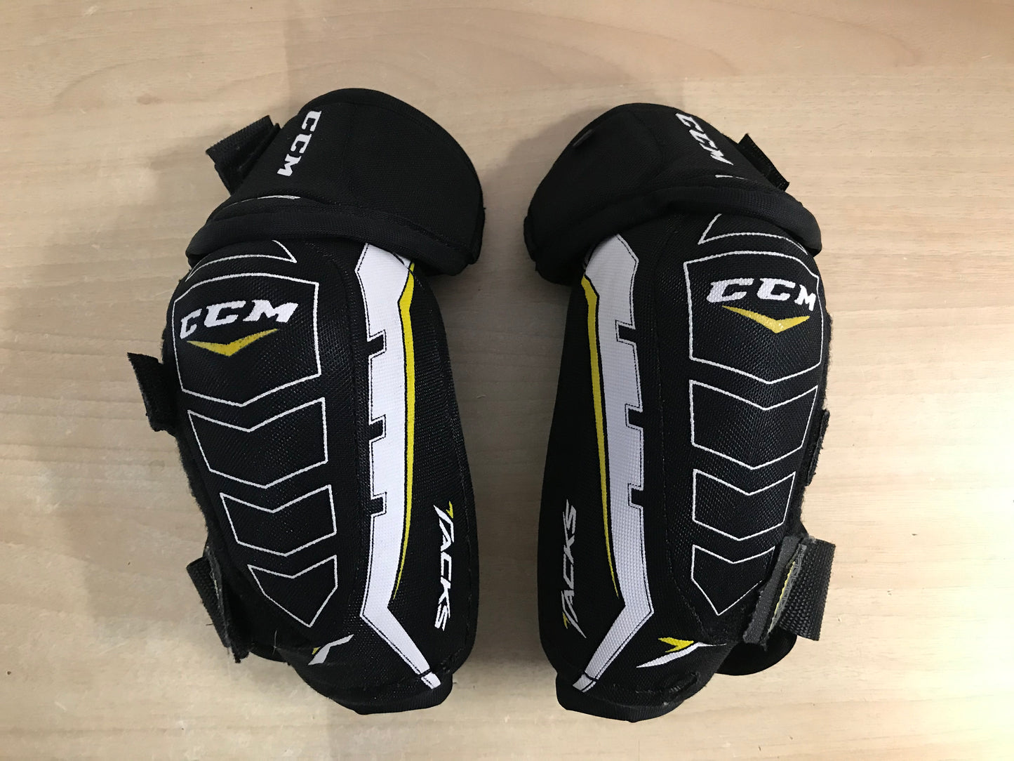 Hockey Elbow Pads Child Size Junior Large CCM Tacks Black Yellow White Excellent
