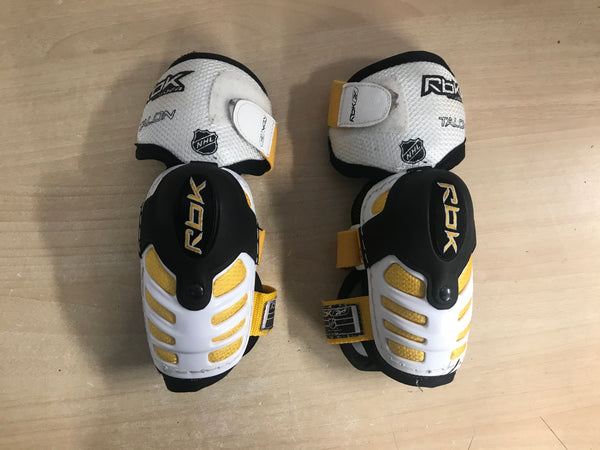 Hockey Elbow Pads Child Size Junior Small Age 7-8 Reebok Talon Black White Yellow