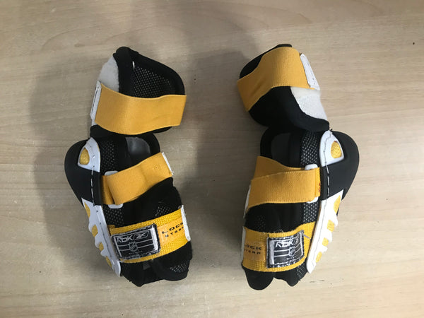 Hockey Elbow Pads Child Size Junior Small Age 7-8 Reebok Talon Black White Yellow