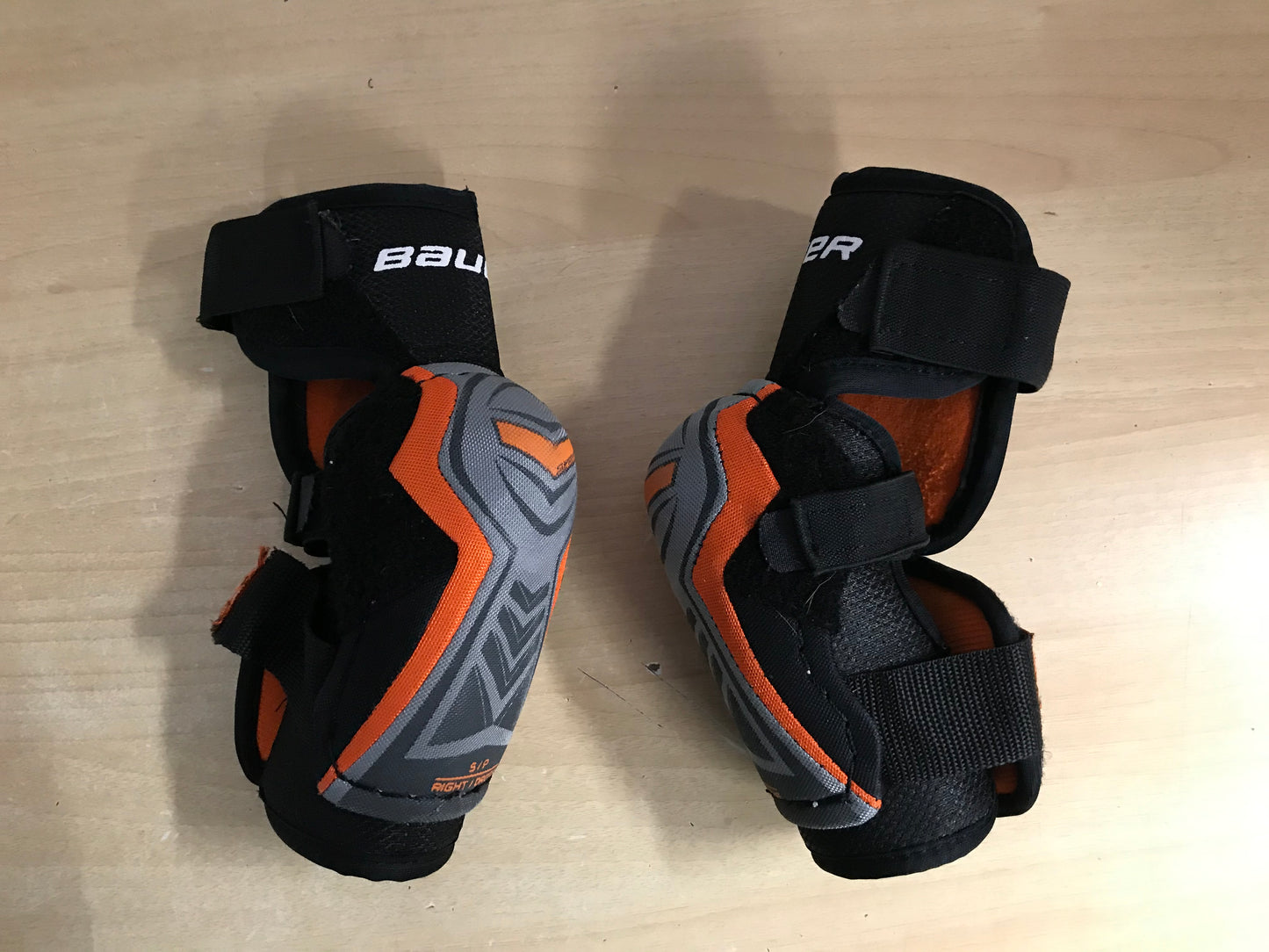 Hockey Elbow Pads Child Size Junior Small Bauer One.4 Black Orange Grey Excellent