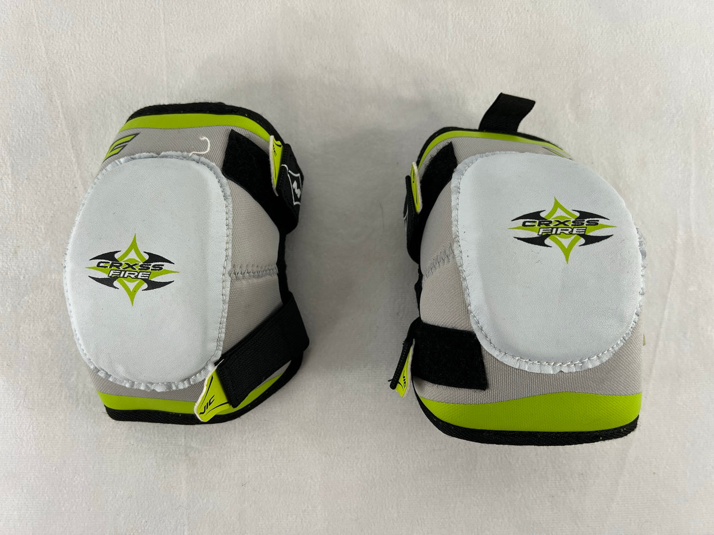 Hockey Elbow Pads Child Size Y Medium Age 5-6 Vic Crxss Fire Grey Lime Excellent