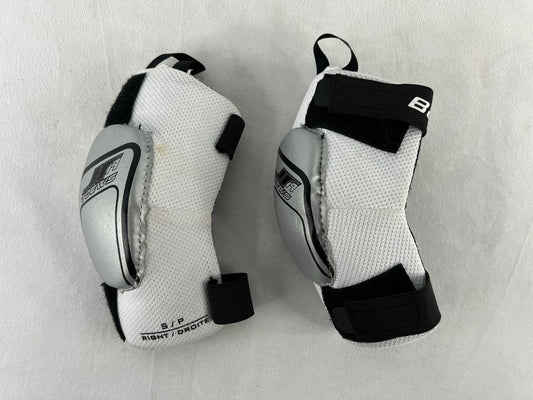 Hockey Elbow Pads Child Size Y  Small Age 4-5 Bauer Soft Cup Black White Excellent