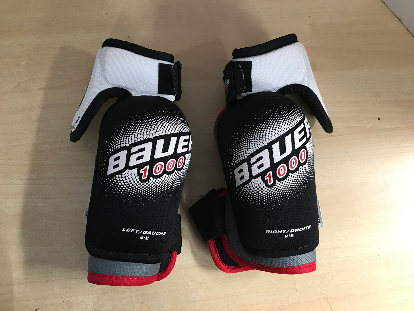 Hockey Elbow Pads Men's Size Medium  Bauer 1000 Black Red  Grey Excellent