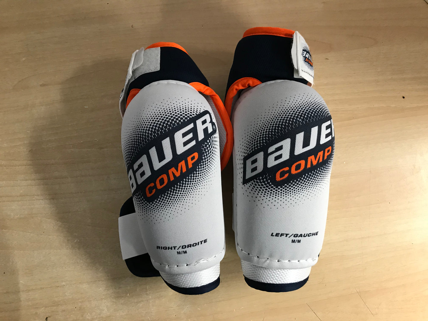 Hockey Elbow Pads Men's Size Medium  Bauer Comp White Blue Orange Excellent