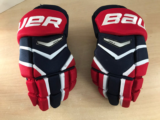 Hockey Gloves Men's Size 14 inch Bauer Supreme One.6 Red Navy Lime As New Used Once
