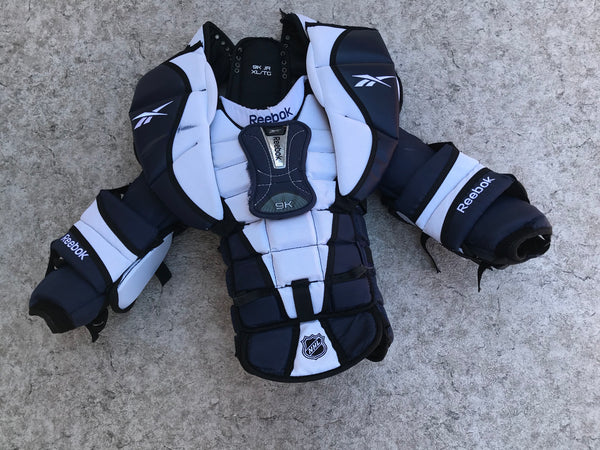 Hockey Goalie Chest Pad Child Size Junior X Large Reebok Blue White Very Nice