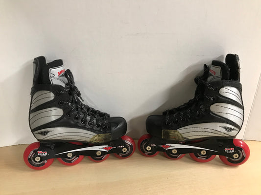 Hockey Roller Hockey Skates Child Size 12 E Shoe Size Mission Black Red Rubber Wheels Excellent