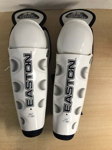 Hockey Shin Guard Child Size 11 inch Easton Calf Wrap White Blue Excellent