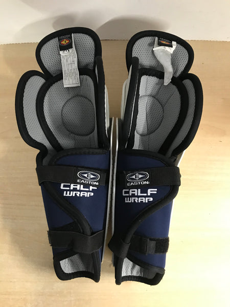 Hockey Shin Guard Child Size 11 inch Easton Calf Wrap White Blue Excellent