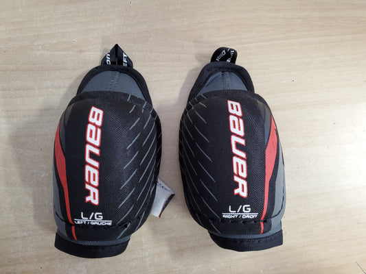 Hockey Elbow Pads Child Size Youth Large Age 4-6 Bauer Lil Sport Black Red Excellent As New