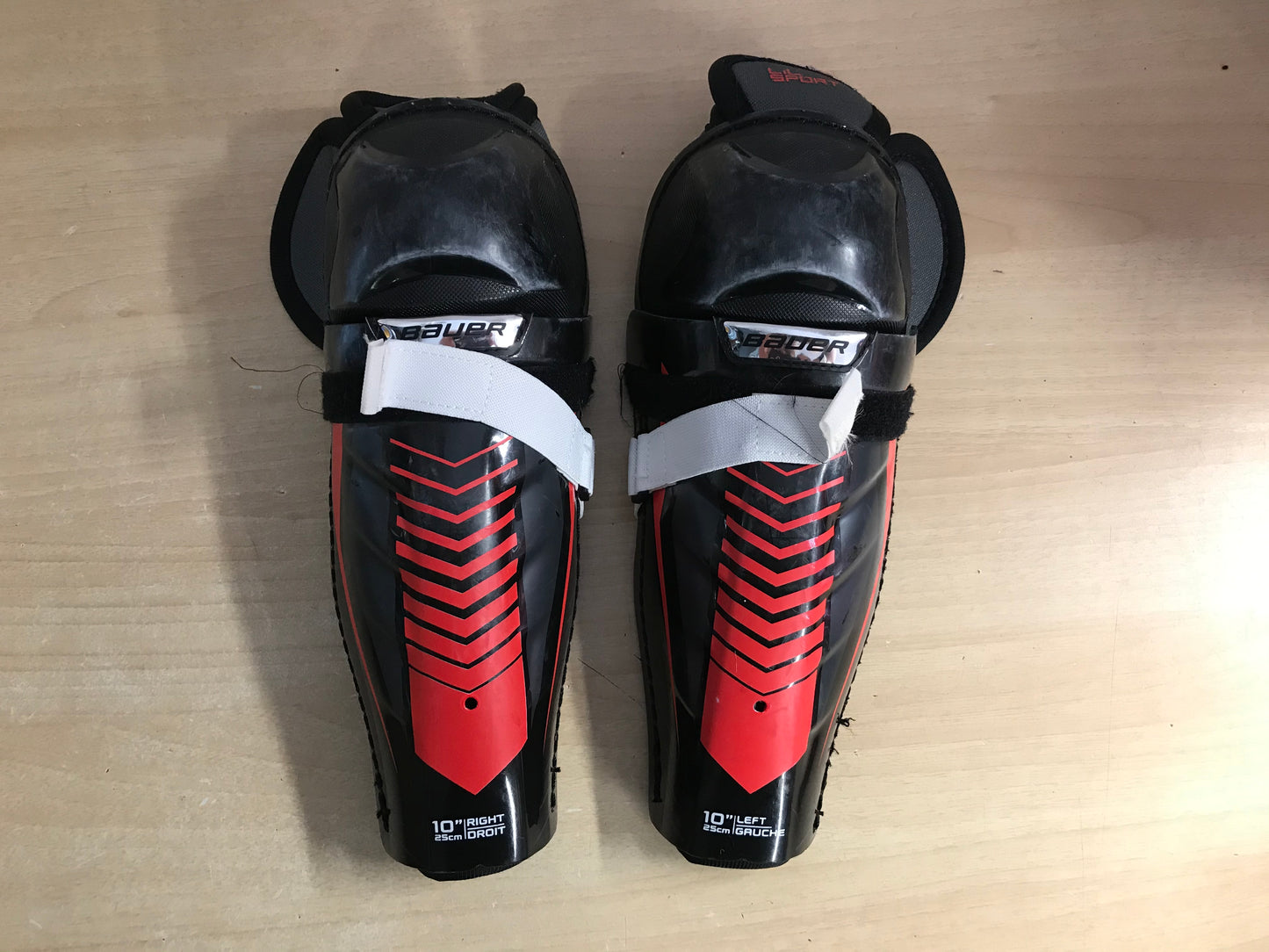 Hockey Shin Pads Child Size 10 inch Bauer Lil Sport Black Red