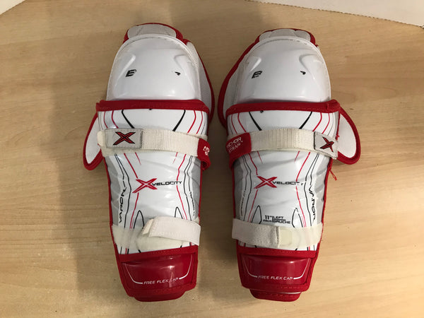 Hockey Shin Pads Child Size 11 inch Bauer Vapor Velocity Calf Wrap  White Red Excellent