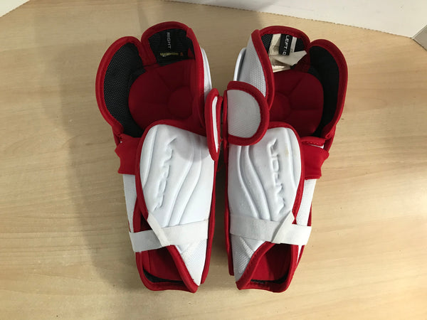 Hockey Shin Pads Child Size 11 inch Bauer Vapor Velocity Calf Wrap  White Red Excellent
