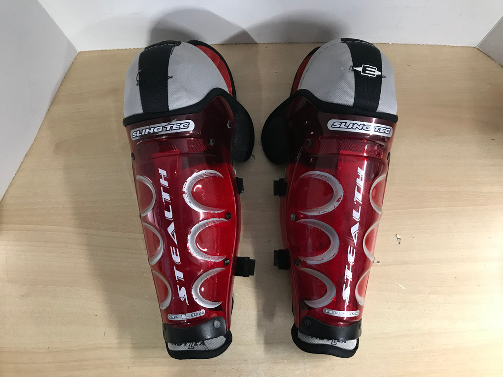 Hockey Shin Pads Child Size 12 inch Easton Stealth Sling Tec Black Gre