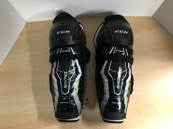 Hockey Shin Pads Child Size 13 inch Junior CCM Tacks Black White Lime Calf Wrap