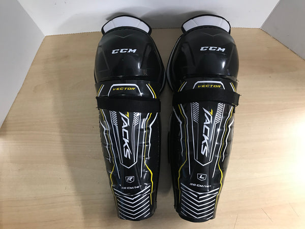 Hockey Shin Pads Men's Size 14 inch CCM Vector Tacks Black White Yellow New Demo Model