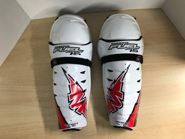 Hockey Shin Pads Men's Size 14 inch Mission Fuel White Black Red Excellent